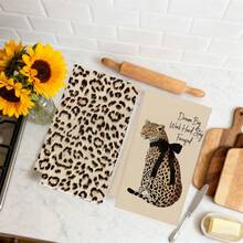 MEMNUN 2件裝豹紋蝴蝶結「Leopard Dream Big. Work Hard. Stay Focused」文字印花廚房抹布/洗碗布 40*60cm/45*70cm 超細纖維 現代柔軟洗碗布 廚房巾 手巾 家居裝飾 廚房裝飾 烹飪烘焙茶巾 廚房配件 可機洗 日常清潔用品 適用餐廳廚房 節日裝飾與送禮 全季節 - 彩色 - 查看 7