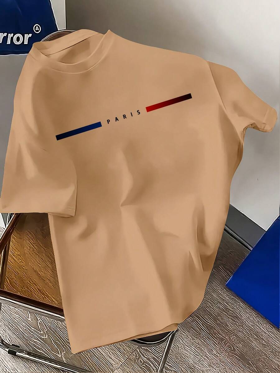 Men's Basic T-Shirt, Versatile Top, Men's Summer Clothing - 紅色和黑色 - 查看 1