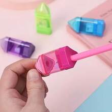 4pcs Multi-Functional Eraser And Pencil Sharpener Set, Random Colors, Suitable For Students And Office Use, Portable 2-In-1 Stationery Tool Without Battery, Art Supplies Gift, Compact And Convenient - Pencil Case - View 2