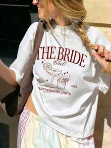 [Free 3-Day Delivery]Women's Short-Sleeved T-Shirt With Round Neck And Letter Print, Casual And Versatile For Everyday Wear. - White - View 8