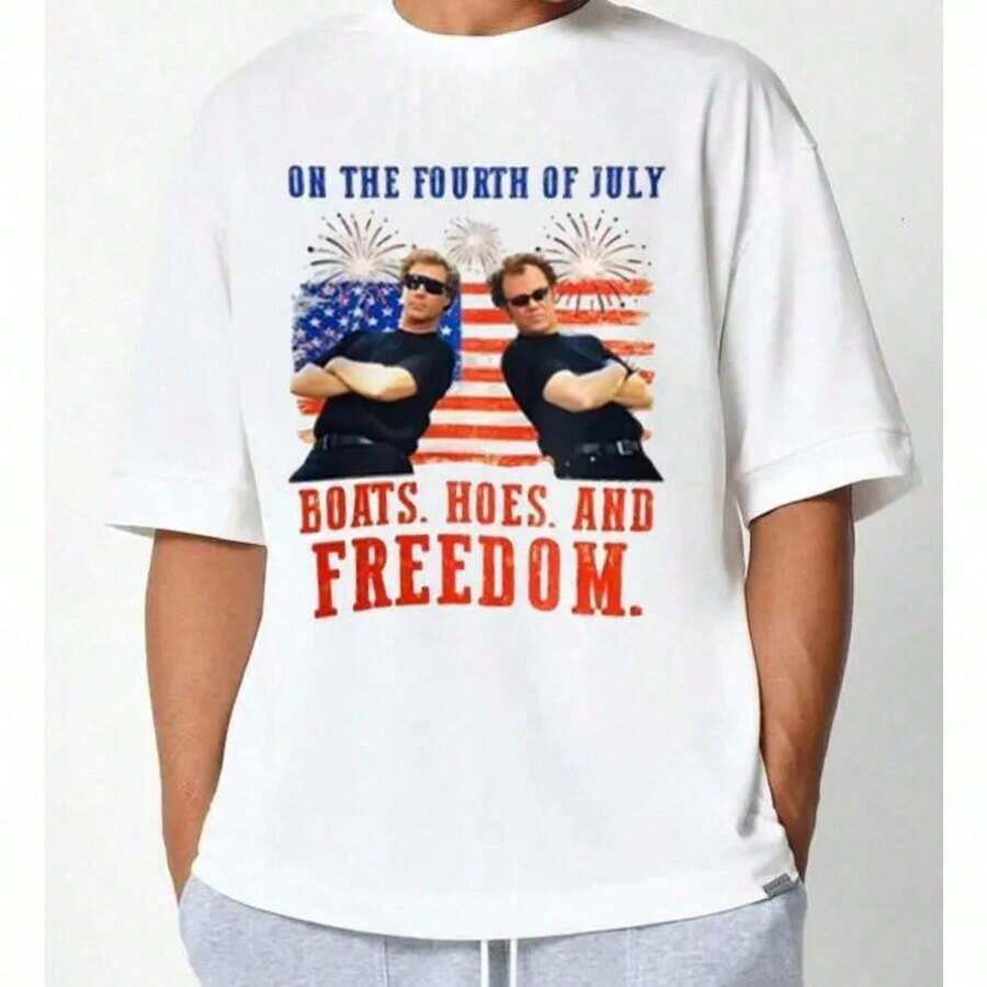 On Fourth Of July Boats Anh Freedom Step Brothers Movie Humor Shirt Cozy Graphic-Shirt Chilly Days LGE2 - 主圖顏色 - 查看 1