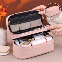 1 buah Tas Kosmetik Multifungsi, Tas Penyimpanan Dua Lapis PU, Tas Kosmetik Ritsleting Kapasitas Besar Kasual Modis, Pengatur Alat Tulis Perjalanan, Kantong Kosmetik Penting untuk Liburan - Beraneka warna - View 16