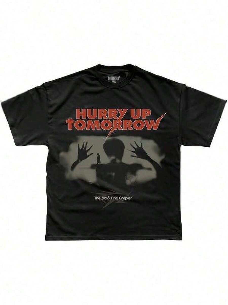 THE Weekend Hurry Up Tomorrow Official T-Shirt Trapped In Limbo Pure Cotton T-Shirt 220g Unisex Casual Street Fashion Hip-Hop Style T-Shirt Father's Day Gift Sports T-Shirt Holiday Gifts Suitable For Fans - 黑色 - 查看 1
