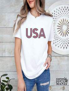 Women's Plus Size T-Shirt With 'Baseball Is My Favorite Season' Print, Casual, Black, Polyester, Short Sleeve, Crew Neck, Machine Washable, Spring And Summer Activewear, Fun Design T-Shirt, Suitable For Sports And Outdoor Activities - 白色 26 - 查看 7