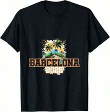 Men's Graphic Tees, Men's Barcelona 2026 Graphic Tees, Colorful Festive Slogan T-Shirt, Summer Clothing Style, Father's Day, Graduation, Independence Day, For Men, Summer Clothing Style, Father's Day, Graduation, Independence Day, For Men - Noir 9 - 查看 6