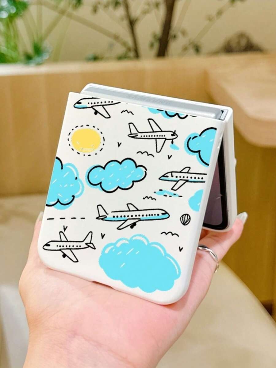1 chiếc ốp lưng điện thoại gập thời trang, đơn giản và đáng yêu, chất liệu PC thân thiện với da, họa tiết đám mây và máy bay, bảo vệ chống va đập: tương thích với SamsungGalaxy Z Flip 3/Z Flip 4/Z Flip 5/Z Flip 6/ZFlip 7/ Razr 60/ Razr 50/Galaxy Z Flip7 FE - Hoa hồng vàng - Xem 1