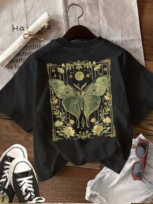 Women's T-Shirt For Spring And Summer - 黑色 - 查看 2