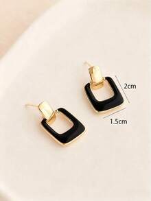 1 Pair Of Versatile Square Earrings In Black, Unique And Elegant Vintage Design For Women, Suitable For Daily Wear, Dates, Vacations, Weddings, Holidays, Birthday Gifts, Mother's Day, Valentine's Day - 波爾多 - 查看 8