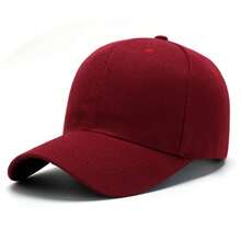 A Simple Casual Solid Color Baseball Cap, Suitable For Men And Women, Adjustable Size At The Back - Burgundy - View 10