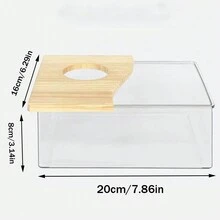 Contenedor transparente para baño de arena de hámster, caja de baño de polvo de acrilico para cobayas, casa de baño de arena para hámster, contenedor de baño para cobayas - Rectángulo - Ver 7