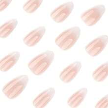 24pcs Medium Almond Shaped Artificial Nails Set, Natural Nude Pink Gradient To White, Glossy Finish Fake Nails, Reusable And Easy To Apply, Perfect For Daily/Office/Party Wear - Baby Pink - View 3