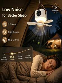 1pc Multifunctional Camping Hanging Fan Light - Remote Control - 4-Speed Wind Settings - 3-Level Night Light Brightness - Type-C Charging - Quiet & Powerful - Suitable For Dorm Cooling And Balcony Enjoyment - Fan Light - View 4