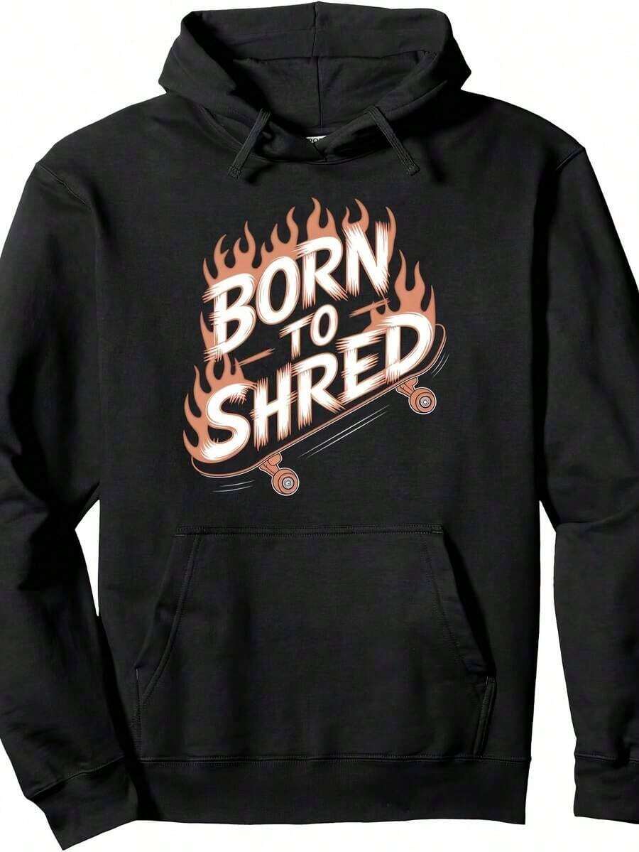 Compatible With [1 Skate Themed Hoodie] Men's 250g Hoodie, Made Of 50% Cotton And 50% Polyester - Skate Themed Hoodie, Cool And Fun For Skaters. - 黑色 3 - 查看 1