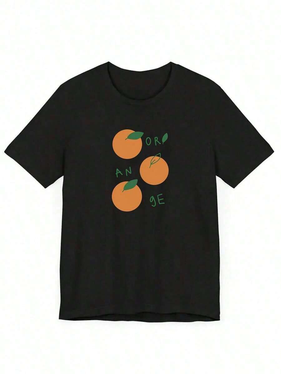 Women's Short-Sleeved Camisole, Personalized, New Spring/Summer 2026 Collection, With Cartoon Letter Print In Cherry Tomato Orange, Suitable For Summer, Y2K Clothing - Unisex Loose-Fitting Cotton Short-Sleeved Round Neck Camisole, Urban Vintage Style. Suitable As A Gift. Women's T-Shirt. Blouses>Elegant. Boho Chic. Soft, Breathable, And Comfortable Women's Top, Ideal For Spring, Summer, And Autumn, Perfect For Vacations, Travel, And Everyday Wear. - 1 - 查看 1