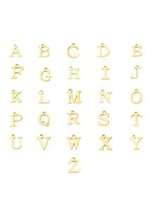 Classic Popular Letter Necklace, Women's A-Z Letter Pendant, T-Clasp, 6mm Faux Pearl Necklace, Women's Jewelry Gift - Gold - View 2
