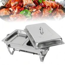 Edelstahl Chafing Dish Speisenwärmer Warmhaltebehälter Rechaud Wärmebehälter - Silber - Übersicht 9
