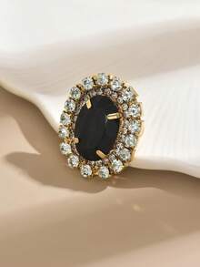 1pc Elegant Geometric Oval Crystal Ring For Women - Multicolor - View 5