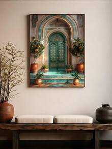 1 Stück Poster mit grüner Tür in Mallorca, abstrakte Boho-Kunst mit türkisfarbener Tür & Orangenbäumen, Festivalgeschenk, geeignet für Schlafzimmer, Wohnzimmer, Küche, Wandkunst, Wanddekoration, Heimdekoration, Raumdekoration, Leinwandwandkunst, Poster, Wandkunst mit Rahmen, optionaler Rahmen - 1 Stück - Übersicht 6