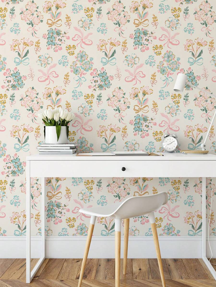 ihomeli Wallpaper Motif Bunga Lembut yang Dapat Dilepas, Wallpaper Tempel Desain Tanaman Klasik, Wallpaper Bunga Tradisional - beraneka warna - View 1