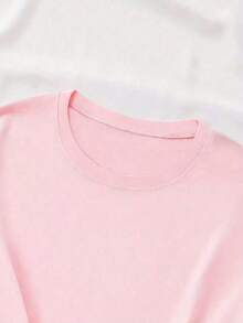 Hottest Summer T-Shirt : Pure Cotton Graphic Tee For Women, Daisy Print, Floral Lavender Spring Flower, Loose Fit, Round Neck, Short Sleeves, Everyday Wear, Day And Night, Stylish, Pure Cotton Tee. A Stylish And Popular Party Tee - 粉色 - 查看 3
