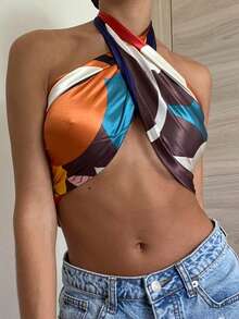 Women's Large Square Satin Scarf 90x90 Elegant Fashion Bandana For Hair And Neck - L26-azul-marinho - 查看 2