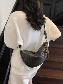 1pc Fashion Versatile Women's Zipper Shoulder Bag, Elegant Shoulder Crossbody Bag Suitable For Daily Use, Dating, Shopping And Travel - Black - View 5