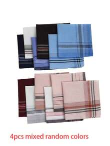 4/12/24 Pack 38cm Classic Plaid Handkerchiefs For Men & Women, Soft Sweat Absorbent Small Square Hankies, Ideal Gift For Friends - Multicolor - View 5