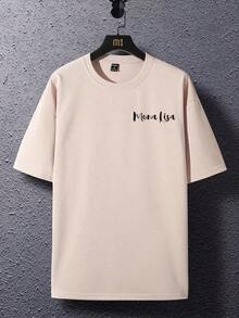 Manfinity Men's Casual Graphic Print T-Shirt, Drop Shoulders, Plus Size - 白色 - 查看 3
