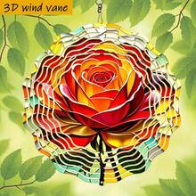 1个3D彩色玻璃旋转展示架,展示盛开的红黄玫瑰,尺寸为25.5厘米/10英寸*25.5厘米/10英寸,带旋转挂钩,可360° DIY创意旋转装饰,适合作为圣诞节、万圣节和其他节日礼物(不含吊坠,款式随机)。 - 多色 - 查看 2