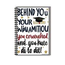 1pc Inspirational Graduation Spiral Notebook, Helpful For Work And Study, Cover Printed With "BEHIND YOU YOUR WIN AMITION..." Motivational Slogan, Paired With Graduation Cap Graphic. Suitable For Diary, Daily Planner, Notes, Birthday Or Graduation Gift, 100 Pages/50 Sheets, Accompany You On Your New Journey. - E - View 3