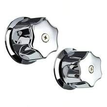 Set Of 2 Metal Shower Handles And Escutcheons For Bathroom - Chromium Alloy - View 1