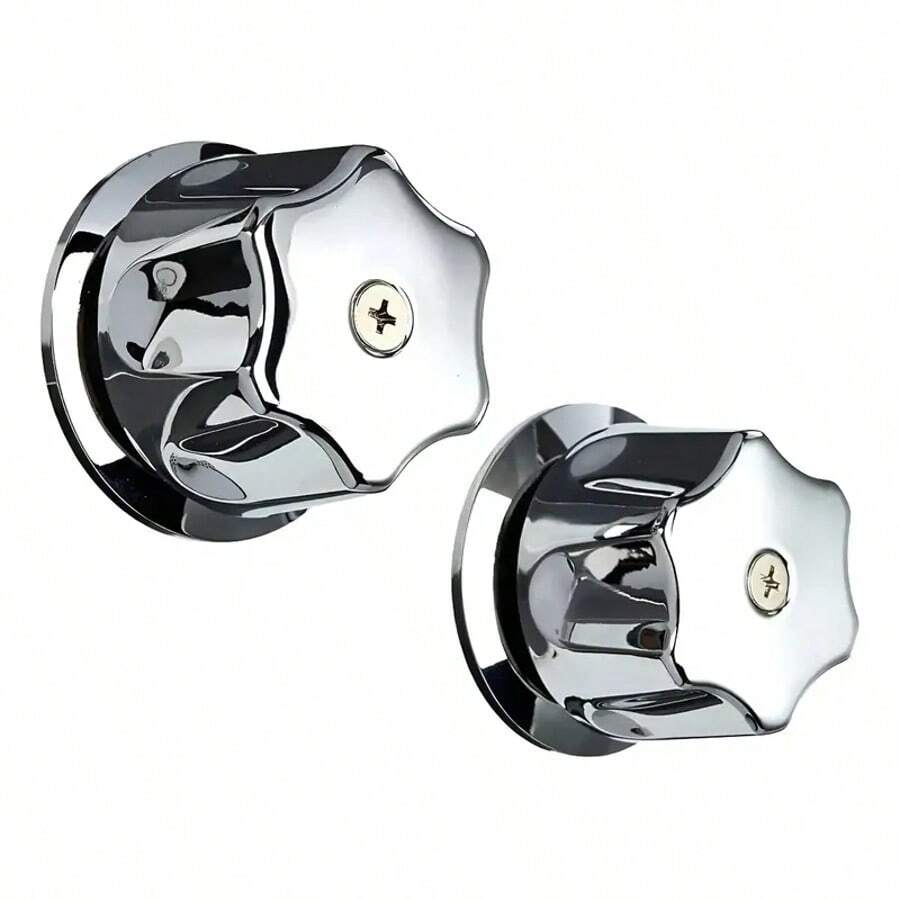 Set Of 2 Metal Shower Handles And Escutcheons For Bathroom - Chromium Alloy - View 1