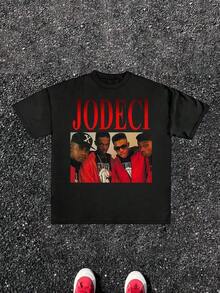 Nouveautés été 2026 : T-shirt vintage à imprimé graphique Jodeci, design unique, 1 pièce, T-shirt streetwear vintage 100% coton, T-shirt homme, T-shirt décontracté d'été pour homme, style hip-hop, cadeau de vacances, cadeau parfait. - Noir - Voir 8