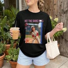 Women's "Baseball Mom" Print T-Shirt - Short Sleeve, Crew Neck, Casual Print, Lightweight And Comfortable For Everyday Wear, Basic Summer T-Shirt For Women, Suitable As A Gift. Women's T-Shirt. Blouses>Elegant. Boho Chic, Soft, Breathable And Comfortable Women's Top, Ideal For Spring, Summer And Autumn, Perfect For Vacations, Travel And Everyday Wear. - 黑色 - 查看 1