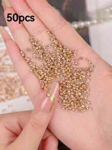 10/50 piezas de tachuelas de strass mini de color champán premium, exquisitas bolas de strass 3D para decoración de uñas, accesorios de uñas de strass de lujo y brillantes, versátiles dijes decorativos para puntas de dedos - Multicolor - Ver 6