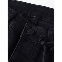 Men'S New Slim-Fit Ripped Jeans Made From Stretchy Washed Denim, Perfect For Urban Street Style And Casual Wear All Year Round - 黑色 - 查看 4