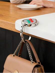 Cherry Pattern Elegant Heart-Shaped Folding Bag Hook - Durable Zinc Alloy, Ideal For Desktop And Backpack Hooks, Backpack Hook|Elegant Accessory|Durable Metal Hook, Bag Hanger,Portable Folding Hanging Bag Hook Blank, Load-Bearing Folding Table Edge Circular Hook, Alloy Material,For Home,Gift,Vacation And Festival Multifunctional Use - Multicolor - View 7