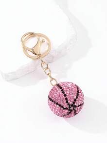 1 pieza Llavero de baloncesto con strass multicolor, colgante de baloncesto totalmente con strass, diseño de lujo con strass brillante, estilo colgante de bolso, llavero imprescindible para amantes del baloncesto - Multicolor - Ver 9