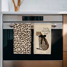 MEMNUN 2件裝豹紋蝴蝶結「Leopard Dream Big. Work Hard. Stay Focused」文字印花廚房抹布/洗碗布 40*60cm/45*70cm 超細纖維 現代柔軟洗碗布 廚房巾 手巾 家居裝飾 廚房裝飾 烹飪烘焙茶巾 廚房配件 可機洗 日常清潔用品 適用餐廳廚房 節日裝飾與送禮 全季節 - 彩色 - 查看 5