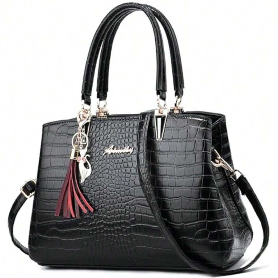 ALARION Womens Purses And Handbags Shoulder Bag Ladies Designer Satchel Messenger Tote Bag - 1-r-黑色 - 查看 1