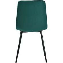 Dining Room Table And Chairs Set (5 Pieces), Modern And Minimalist Style. Round Marble Table, Black Metal Table Legs + 4 Ergonomic Green Suede Chairs. - Black and White - View 9