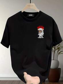 Men's Heavyweight T-Shirt 100% Cotton - 黑色 - 查看 2
