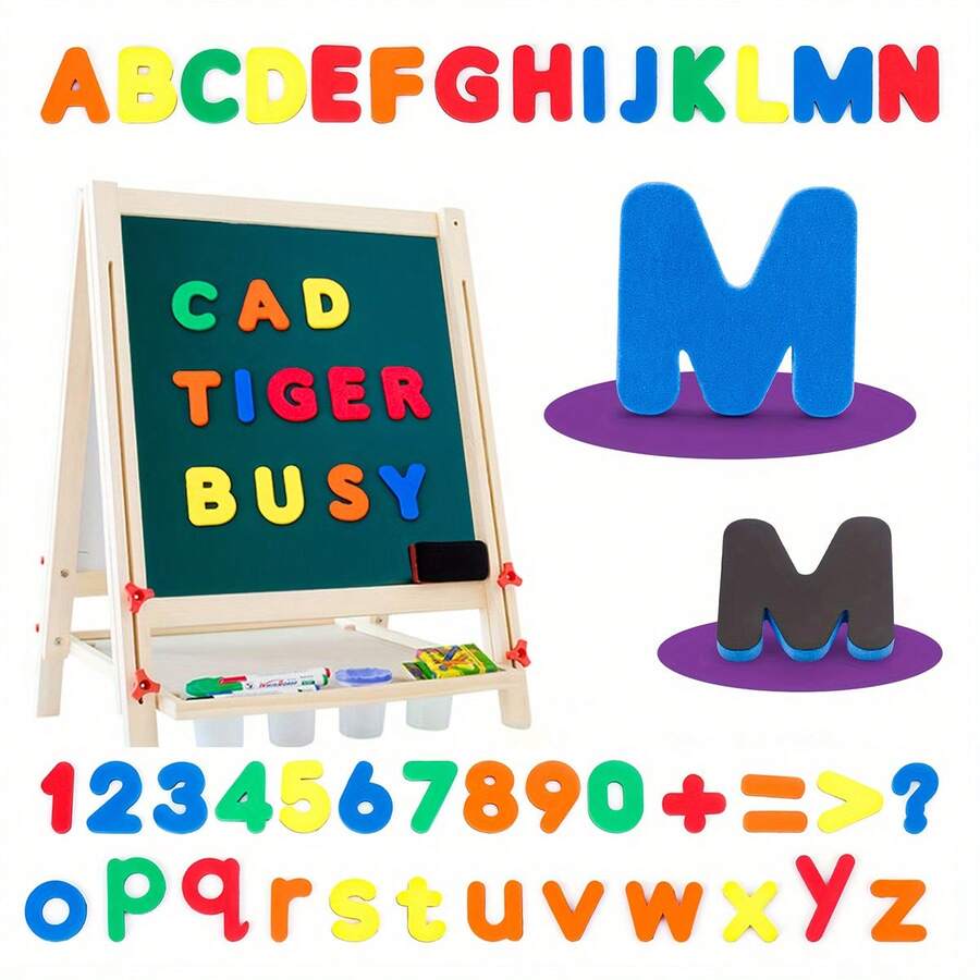 Kids Magnetic Letters And Numbers Stickers, Including Uppercase, Lowercase, Digits And Symbols, Fun Spelling Learning Toy, Educational Puzzle For Classroom And Home, Back To School, Thanksgiving, Holiday And Birthday Gift - Random Color