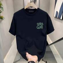 Camiseta de manga corta para hombre, verano 2025, camiseta de seda fría, moderna, casual, versátil, de cuello redondo. - Burdeos - Ver 5