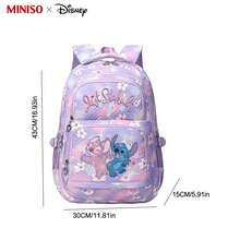 MINISO X Disney Stitch & Angel "Just Shake It" Balo hoa anh đào gradient, túi đi học dễ thương cho bé gái & thanh thiếu niên - Màu tím - Xem 4