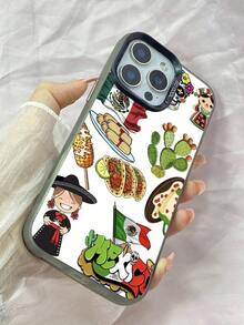 LY938 Mexican Cartoon Phone Case For IPhone 11 12 13 14 15 16 17 Pro Max 7 8 14 15 16 Plus Air 16e XR A12 M12 F12 A13 A04S A15 A16 A24 M34 A34 A25 A32 A35 A55 A54 A50 Pura 70 Pro Ultra For Honor 90 GT Magic6 Magic7 Pro X5 Plus X5B 14C 14R 12C 9 9A Mi 1G56 For  Y17 Y35 Plus Y36 Y37 For  A5 Pro 5G A58 A35 2021 A72 A96 A97 A32 A55 A57 A16 Reno10 Reno11 Reno12 Reno13 Reno14 Reno7 Pro Plus Find X8 Ultra X8s Plus, Fashion Slim Matte Soft TPU Shockproof Bumper Phone Cover IMD Hard PC - 黑色 - 查看 4