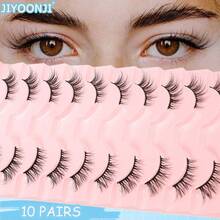 10 Pairs Lightweight Semi-Rimless False Eyelashes, Extend Lash Tips, Natural Curl, Suitable For Daily Makeup And Dates - Black - View 11