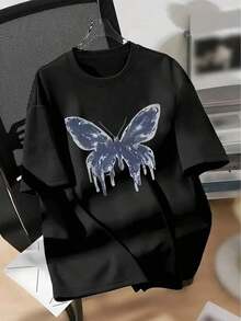 Casual T-Shirt [New Products Arrive With Great Style], Short Sleeve, Round Neck, Casual Top For Summer And Spring, Women's Clothing, Graphic Print, Unisex T-Shirts, Summer Outfits, Fashion - 黑色 - 查看 7