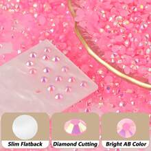 2000 piezas/1000 piezas de strass de resina AB transparente suave rosa profundo tipo gelatina, degradado iridiscente brillante dinámico, contraste con fondo negro suave y llamativo, textura delicada y completa, adecuado para decoración de sombreros, modificación de bolsos, decoración de muñecas, embellecimiento de marcos de fotos, joyería hecha a mano - multicolor - Ver 3