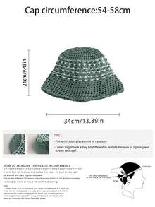 1 pièce Chapeau seau en tricot jacquard pour femmes, chapeau de bassin à large bord respirant et polyvalent pour l'été, chapeau seau à large bord respirant et polyvalent pour la protection solaire au printemps, chapeau seau à large bord respirant et polyvalent pour la protection solaire en été - multicolore - Voir 5